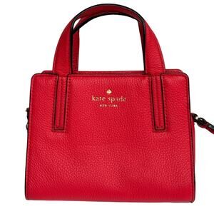 Kate Spade Mini Dominique Red Leather Crossbody Satchel • Quiet Luxury Pop Color